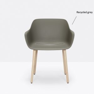 beige shell armchair with ash legs