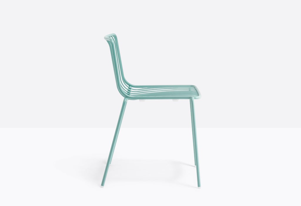 blue stackable steel tube chair