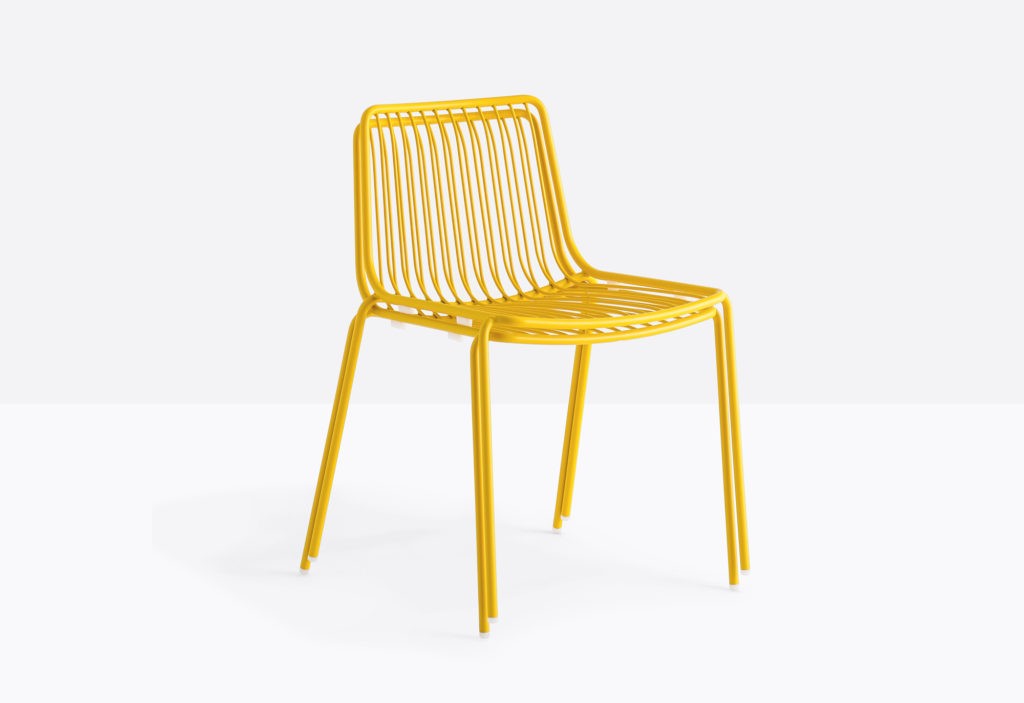 yellow stackable steel tube chair