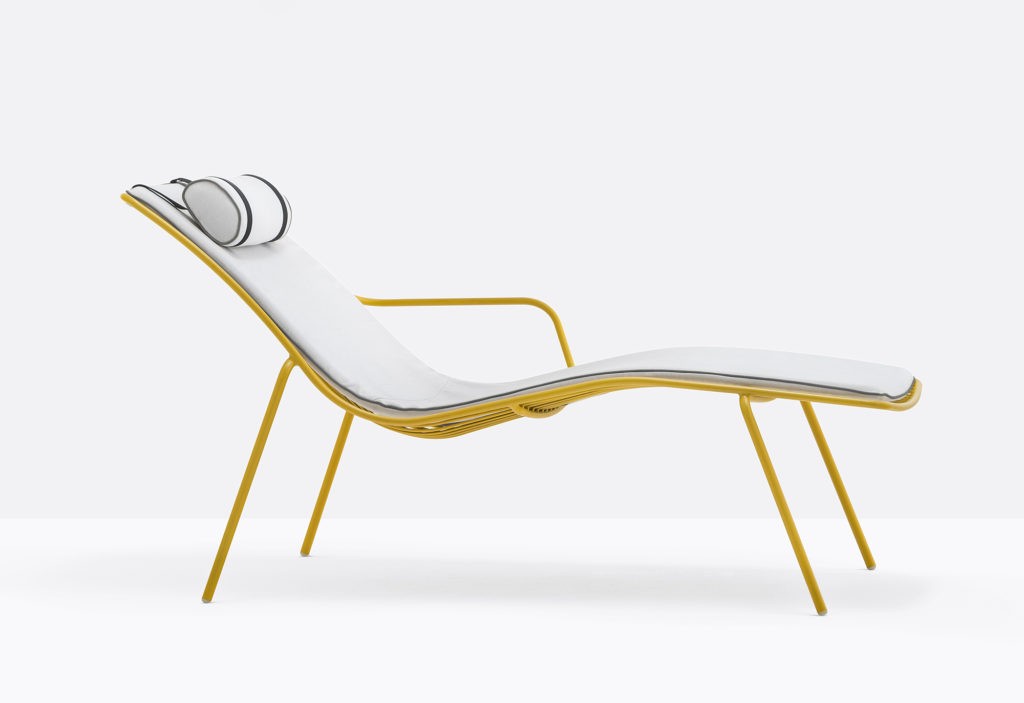 yellow steel sun lounge chair with cushion