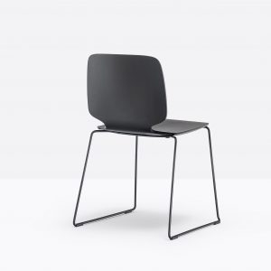 black ash plywood office chair with steel frame