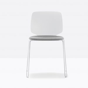 white Upholstered office Chair With Steel Frame