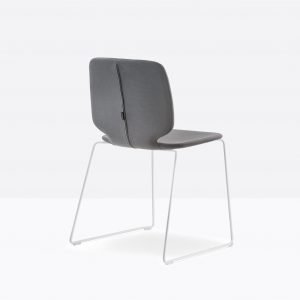 grey office upholstered chair with fabric and steel frame