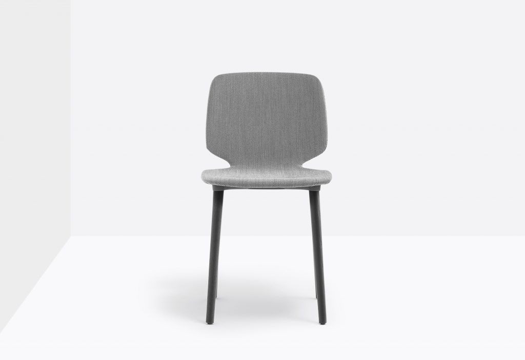 grey office upholstered chair with aluminium legs