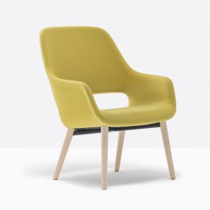 yellow lounge armchair with ash legs