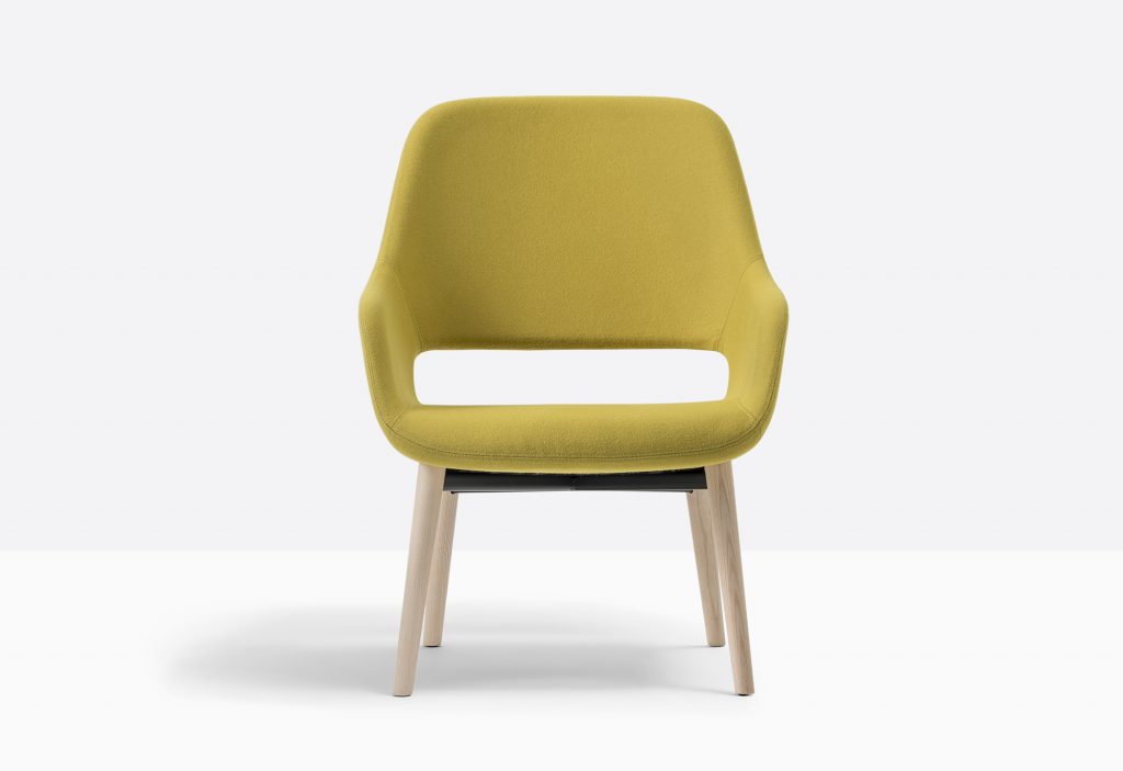 yellow lounge armchair with ash legs