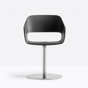 black swivelling armchair with steel base