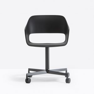 black office armchair with steel frame