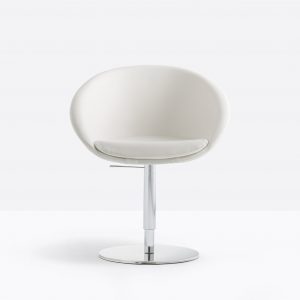 white office shell armchair with cushion