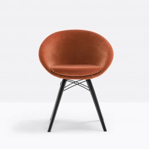 upholstered chair covered with fabric or simil leather and solid ash legs