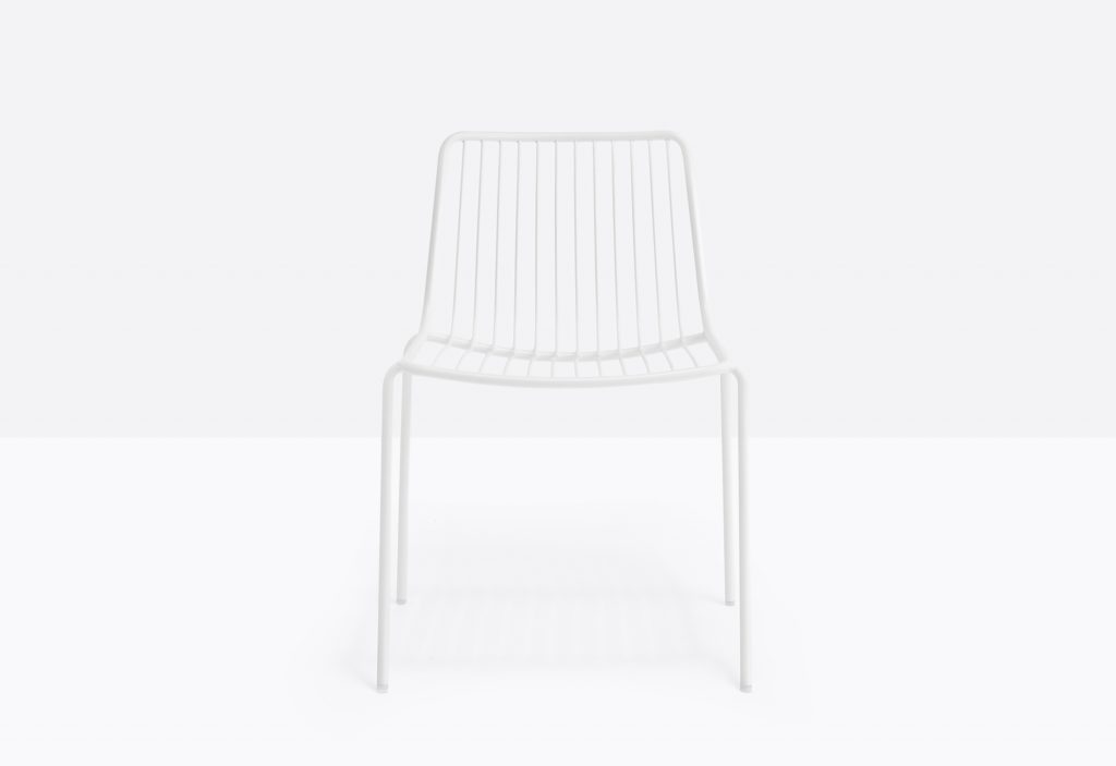white stackable steel tube chair