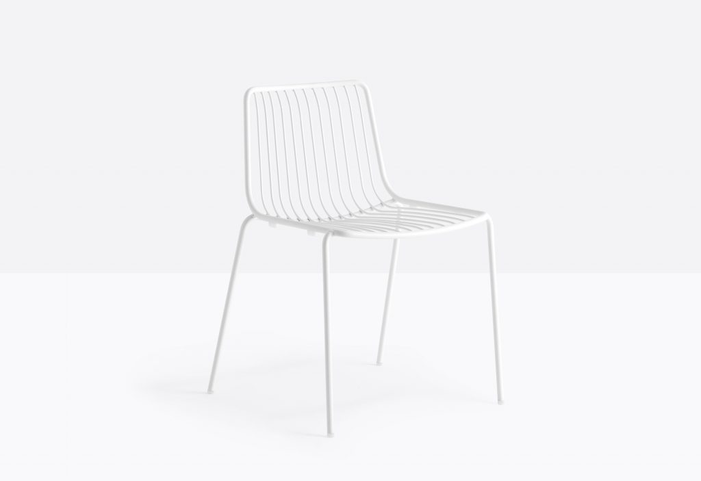 white stackable steel tube chair