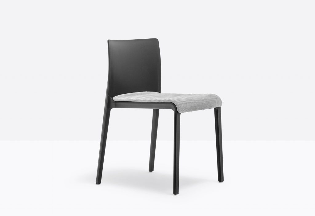 black polypropylene chair with fabric seat