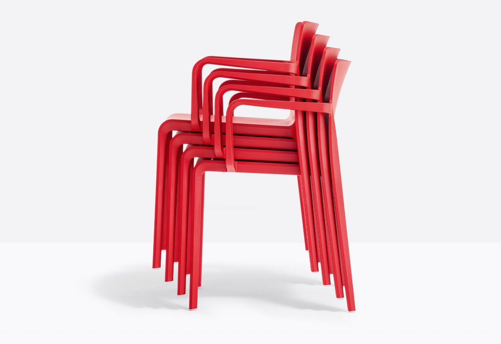 red stylish stackable armchair