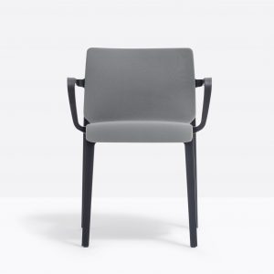 grey polypropylene armchair with fabric seat