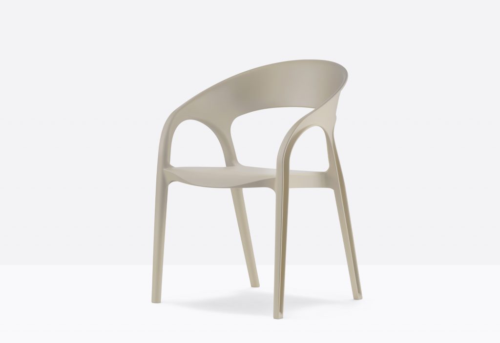 cream propylene round dining armchair