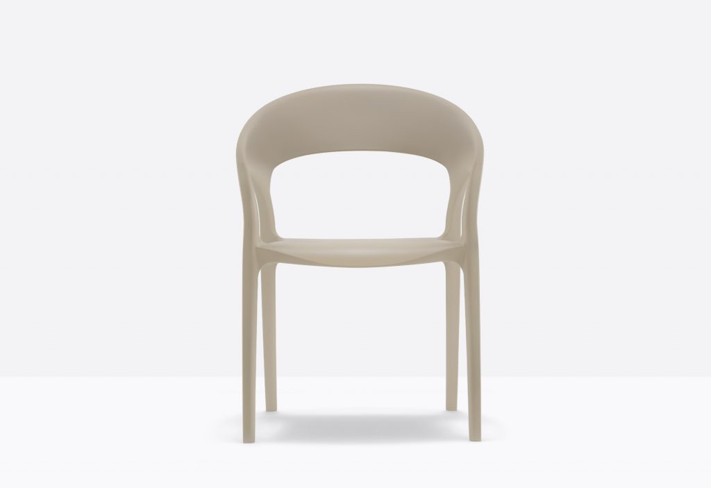 cream propylene round dining armchair