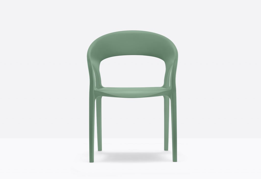 green propylene round dining armchair