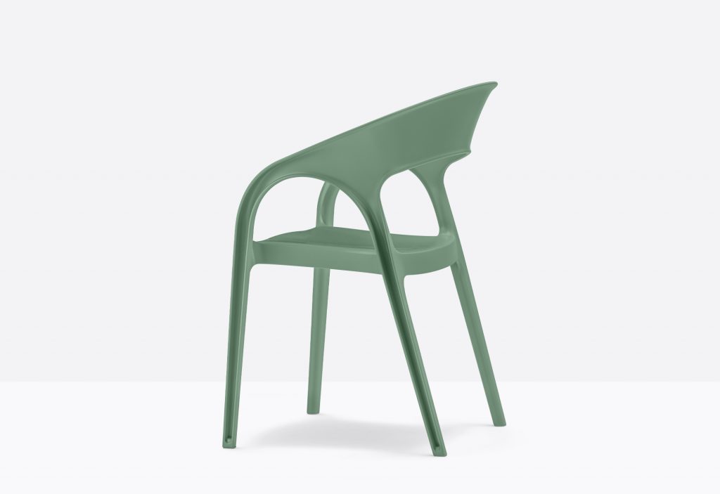 green propylene round dining armchair