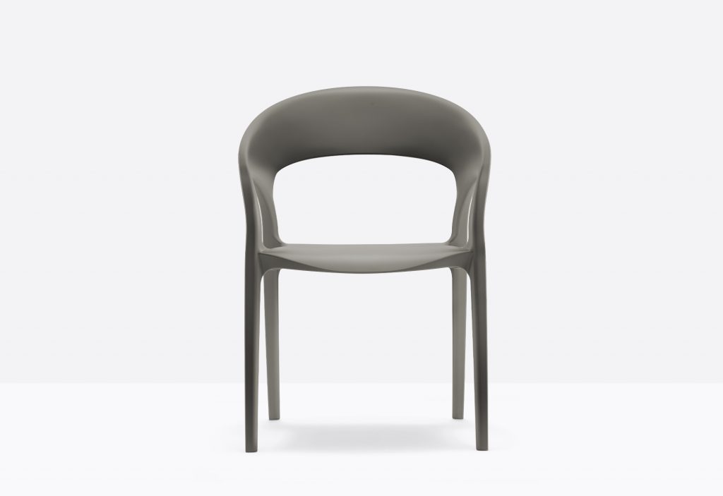 grey polypropylene round dining armchair