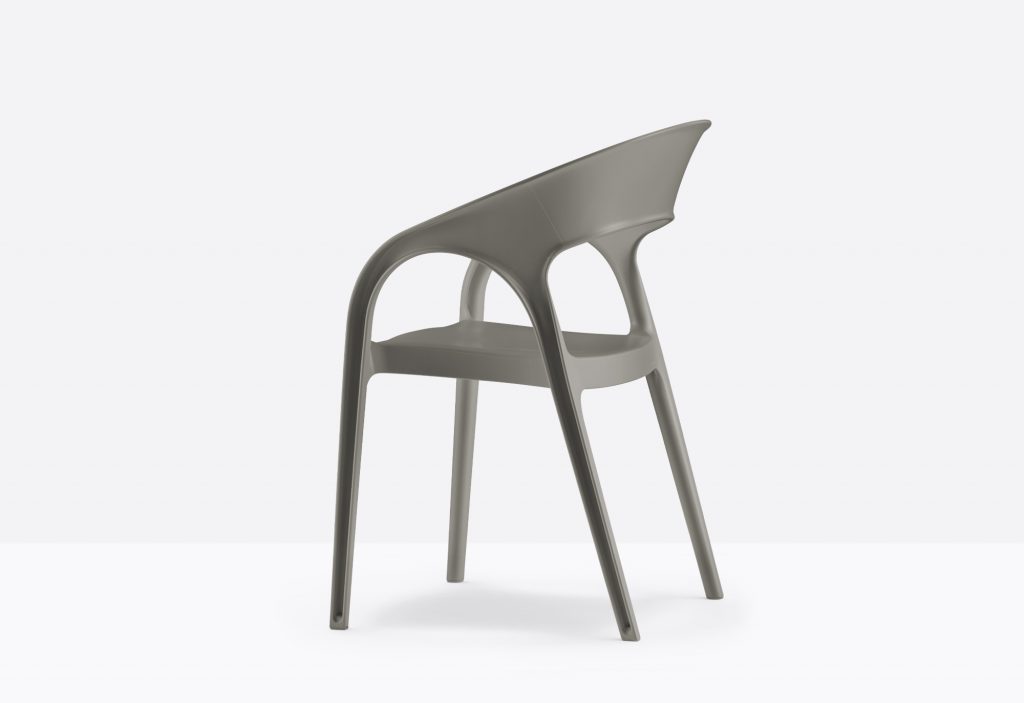 grey polypropylene round dining armchair