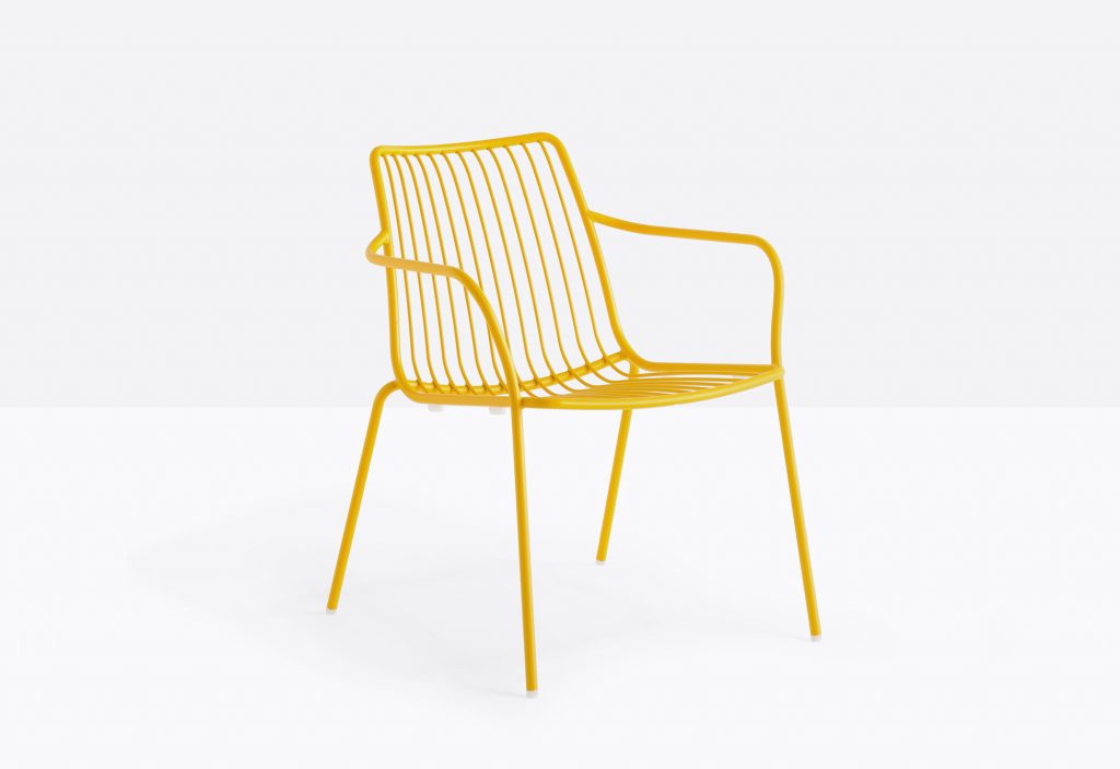 yellow outdoor stackable steel lounge chair